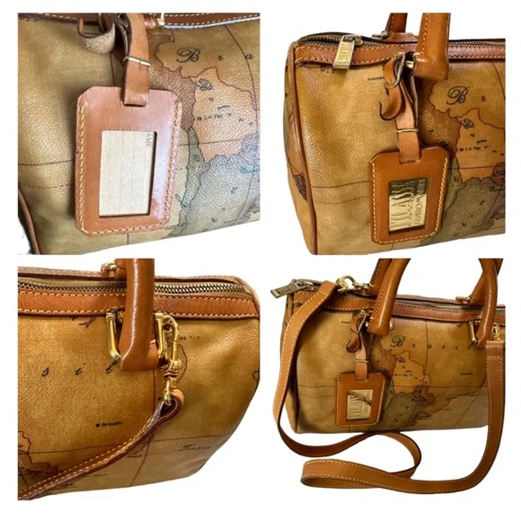 Alviero Martini (Preloved Geo Map Print Classic Boston Bag - Picture 12 of 12